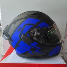 Rhkc Çene Açılır Kask Vizörlü Mat Siyah Lacivert Xl
