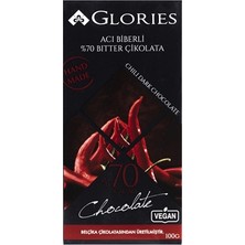 Glories Glorıes Tablet Çikolata 100G Biber Kakao %70 Bitter Vegan Belçika Çikolatası 5'li Avantaj Paketi