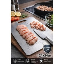 Empressco Çelik Paslanmaz Metal Tezgah Koruyucu Kesme Çelik Tahtası Hamur Açma Tezgahı 23X34 cm