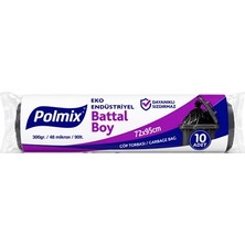 Polmix 300 gr Eko Endüstriyel Battal Boy Çöp Poşeti 72X95 cm Rulo Siyah