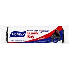 Polmix 160 gr Endüstriyel Büyük Boy Çöp Poşeti 65*80 cm Rulo Siyah