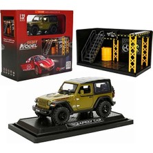 Scntoys 1:32 Sesli ve Işıklı Jeep Wrangler Rubicon Diecast Model Araba ve Tamir Atölyesi Seti Arazi Aracı