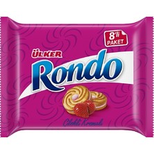 Ülker Rondo Bisküvi 8X61G Çilek Kremalı Çıtır Atıştırmalık 8'li Avantaj Paketi