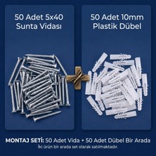 Aras Endüstri 50 Adet 5X40 Sunta Vidası ve 50 Adet 10MM Plastik Dübel Montaj Seti