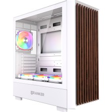Ranker Lyra Wood White Argb Tempered Glass USB 3.0 Type-C Atx Mid Tower Kasa