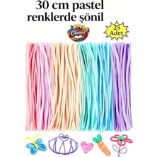 Glanart 25 Adet 30 cm Pastel Renkler Şönil, Tüylü Tel El Işi Okul Projeleri Için