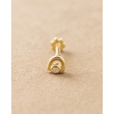 Sarezza Gold 14 Ayar Altın Gökkuşağı Model Taş Detaylı Tragus Piercing Küpe