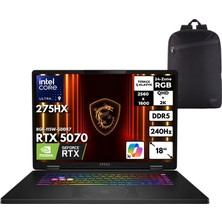 MSI Msı Crosshaır 18 Hx Aı Ultra 9-275HX 64-Gbddr5 2 Tbssd RTX5070 (8GB-115W) 18" 2k Qhd+ 240Hz Windows 11 Pro + Qb Sırt Çantası A2XWGKG-032XTRQB5