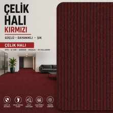 Aatolia Kırmızı Çelik Halı Paspas Gin Serisi Kaymaz Taban Ofis Iş Yeri Halısı Kapı Önü ve Oto Paspası