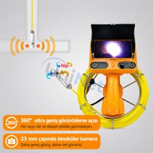 Uninet 355 Derece Dönebilen Iki Kameralı Kayıt Yapabilen Endüstriyel Drenaj  Tesisat Kamerası 30 Metre 23MM Kablolu Ptz Kamera
