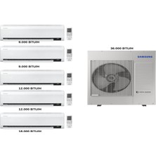 Samsung Wind Free  9+9+12+12+18 Iç 10 Kw Dış Ünite 36000 Btu 1+5 Multi Inverter Duvar Tipi Klima