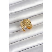 316L Çelik Gold Renk Başak Modeli Kadın Yüzük 5886 - PINVOX6722-9950