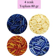 İlk El Grup Uzun Boru Kesme Boncuk Çap 2mm Uzunluk 10 mm - 4 Renk - Toplam 80 Gram - BNC428