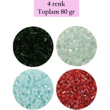 İlk El Grup Kesme Cam Boncuk 2mm - 4 Renk - Toplam 80 Gram - BNC439