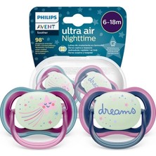 Aktif Bebek Philips Avent Ultra Air Night Karanlıkta Parlar Gece Emziği 6-18 Ay Kız