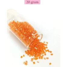 İlk El Grup Kesme Cam Boncuk 2mm - 20 Gram - Şeffaf Turuncu -BNC314