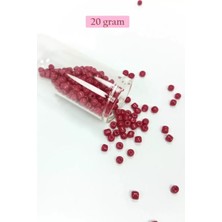 İlk El Grup Dökme Cam Kum Boncuk Büyük Boy (6/0) 4 mm - 20 Gram - Bordo - BNC097