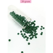 İlk El Grup Dökme Cam Kum Boncuk Büyük Boy (6/0) 4 mm - 20 Gram - Koyu Yeşil - BNC104