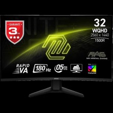 MSI Msı 31.5" Rapıd Va Mag 32CQ6F 1ms 180HZ Hdmı-Dp Kavisli Gaming Monitör 2560X1440