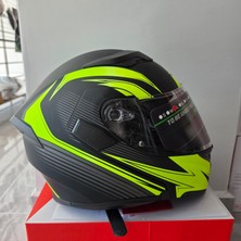Rhkc Çene Açılır Kask Vizörlü Mat Siyah Sarı L