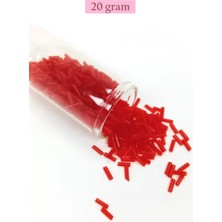 İlk El Grup Uzun Boru Kesme Boncuk Çap 2mm Uzunluk 10 mm - 20 Gram - Kırmızı - BNC245