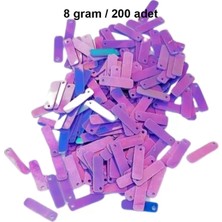İlk El Grup Mor 15 x 5 mm Dantel Oya Yazma Halhal Abiye Lazer Kesim Pul 200 Adet / 8 Gram