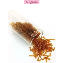 İlk El Grup Uzun Boru Kesme Boncuk Çap 2mm Uzunluk 10 mm - 60 Gram - Şeffaf Gold - BNC293