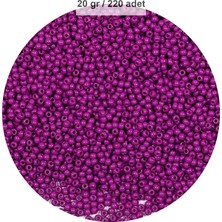 İlk El Grup Fuşya Renk 4 mm Yaklaşık 220 Adet/20 Gram Cam Boncuk Oya Yazma Bileklik ve Kolye