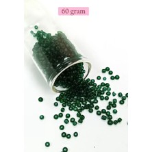 İlk El Grup Dökme Cam Kum Boncuk (8/0) 3 mm - 60 Gram - Şeffaf Koyu Yeşil - BNC196