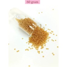 İlk El Grup Dökme Cam Kum Boncuk (11/0) 2 mm - 60 Gram -  Şeffaf Altın - BNC062