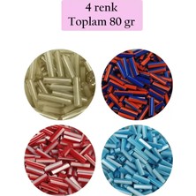 İlk El Grup Uzun Boru Kesme Boncuk Çap 2mm Uzunluk 10 mm - 4 Renk - Toplam 80 Gram - BNC429