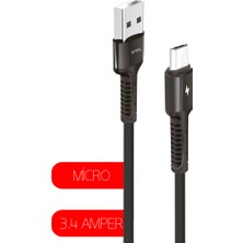 Mtl 3.4 A Ultra Hızlı Micro To USB Güçlendirilmiş Hasır Örgü Ultra Şarj ve Data Kablosu MT2413