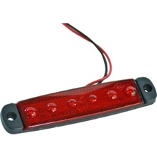 Tas 12V Parmak Lamba 6 Ledli Kırmızı 9,5x2 cm Ince TAS.004K-12 (10 Lu)
