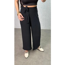 Pomeya  Kadın Beli Lastikli Bağcık Detay Aerobin Kumaş Etek Pantolon