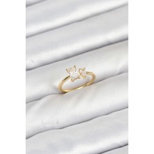 Pirinç Gold Renk Zirkon Taşlı Kadın Yüzük 5886 - PINVOX3885-6094