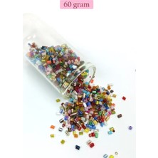 İlk El Grup Kesme Cam Boncuk 2mm - 60 Gram - Karışık Renkli - BNC357