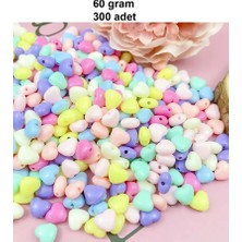 İlk El Grup 60 gr (300 Adet) Şeker Rengi Akrilik Kalp Boncuklar Renkli Karışık Plastik Pastel Boncuklar Ara