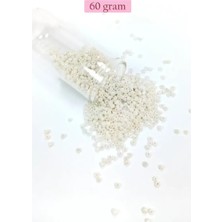 İlk El Grup Dökme Cam Kum Boncuk (11/0) 2 mm - 60 Gram -  Parlak Beyaz - BNC065