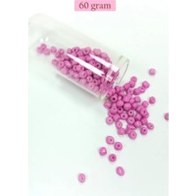 İlk El Grup Dökme Cam Kum Boncuk Büyük Boy (6/0) 4 mm - 60 Gram - Koyu Pembe - BNC127