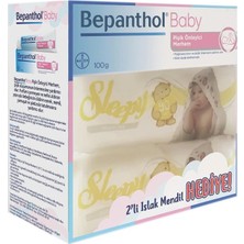 Aktif Bebek Bepanthol Baby Pişik Önleyici Merhem 100 gr + 2 Paket Sleepy Sensitive 90 Lı Islak Havlu