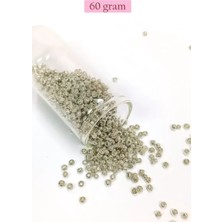 İlk El Grup Dökme Cam Kum Boncuk (8/0) 3 mm - 60 Gram - Parlak Gümüş - BNC188