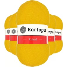 İlk El Grup 5 Adet Kristal Çift Katlı El Örgü Lif Ipi Koyu Sarı K320