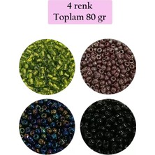 İlk El Grup Dökme Cam Kum Boncuk (8/0) 3 mm - 4 Renk - Toplam 80 Gram - BNC422