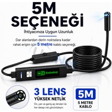Uninet Iphone Için 5 Metre Wifi Özellikli 3 Kameralı Endoskop Yılan  Kamera 1080P Hd