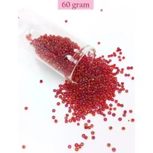 İlk El Grup Dökme Cam Kum Boncuk (11/0) 2 mm - 60 Gram -  Morlu Kırmızı - BNC063