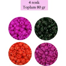 İlk El Grup Dökme Cam Kum Boncuk Büyük Boy (6/0) 4 mm - 4 Renk - Toplam 80 Gram - BNC414