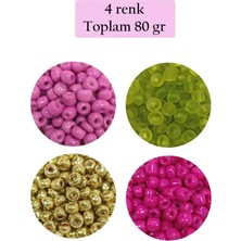 İlk El Grup Dökme Cam Kum Boncuk Büyük Boy (6/0) 4 mm - 4 Renk - Toplam 80 Gram - BNC412