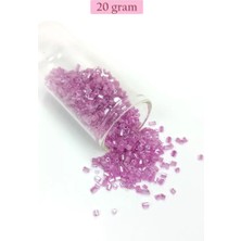 İlk El Grup Kesme Cam Boncuk 2mm - 20 Gram - Şeffaf Eflatun -BNC311