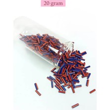 İlk El Grup Uzun Boru Kesme Boncuk Çap 2mm Uzunluk 10 mm - 20 Gram - Turuncu Mavi - BNC238