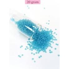 İlk El Grup Dökme Cam Kum Boncuk (11/0) 2 mm - 20 Gram -  Şeffaf Camgöbeği - BNC023